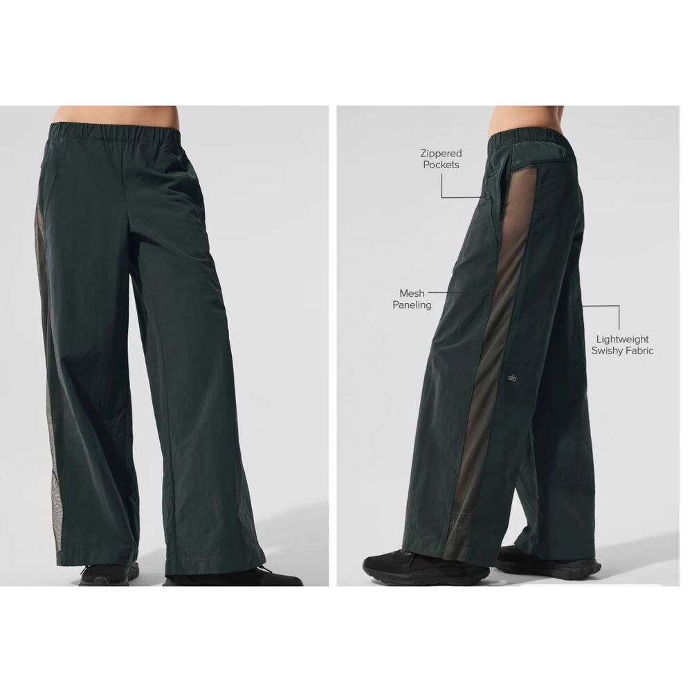 Alo Yoga High-Waist Origin Wide Leg Track Pant – Black – Size Large